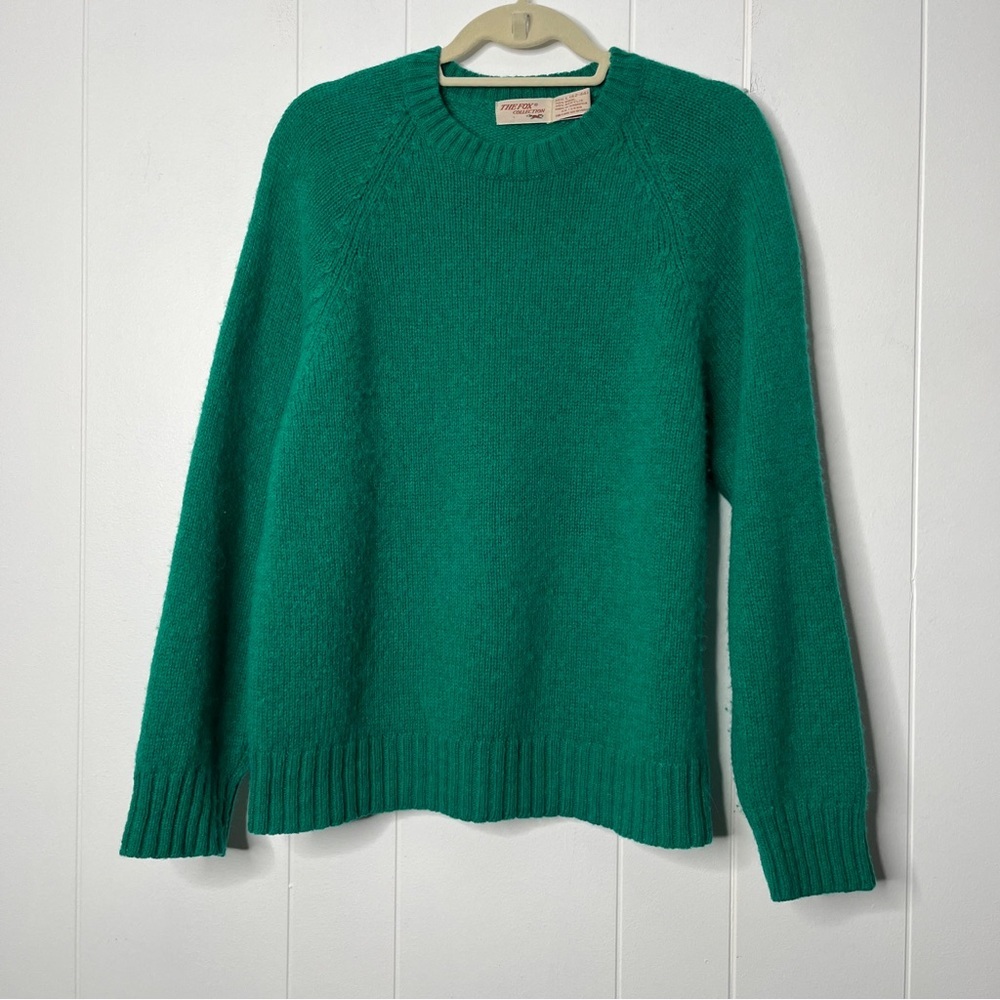 Vintage The Fox Collection Wool Blend Emerald Green Crewneck Sweater Men's Large